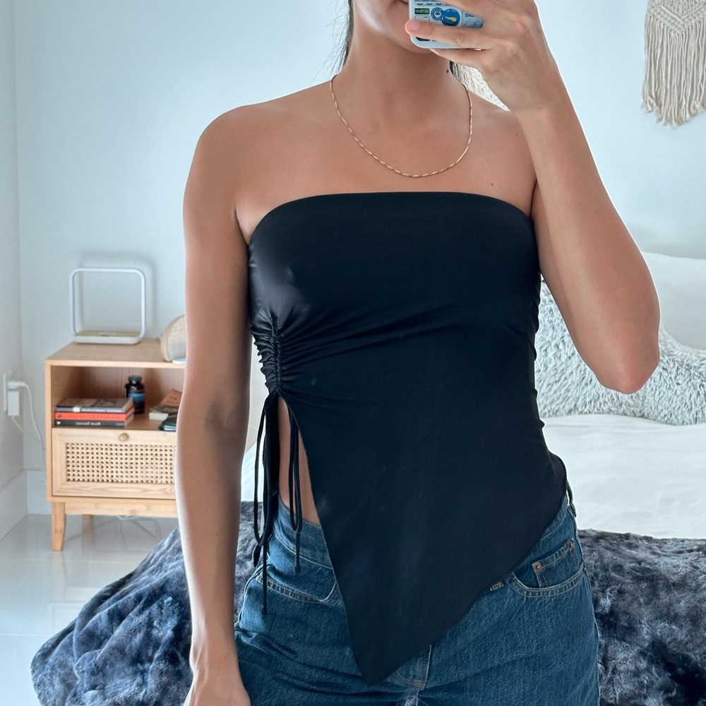 Princess Polly Black Asymmetrical Crop Top